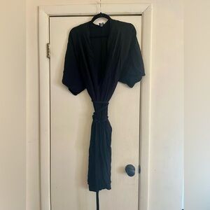 ASOS kimono sleeve crepe deep V black wrap dress S/M